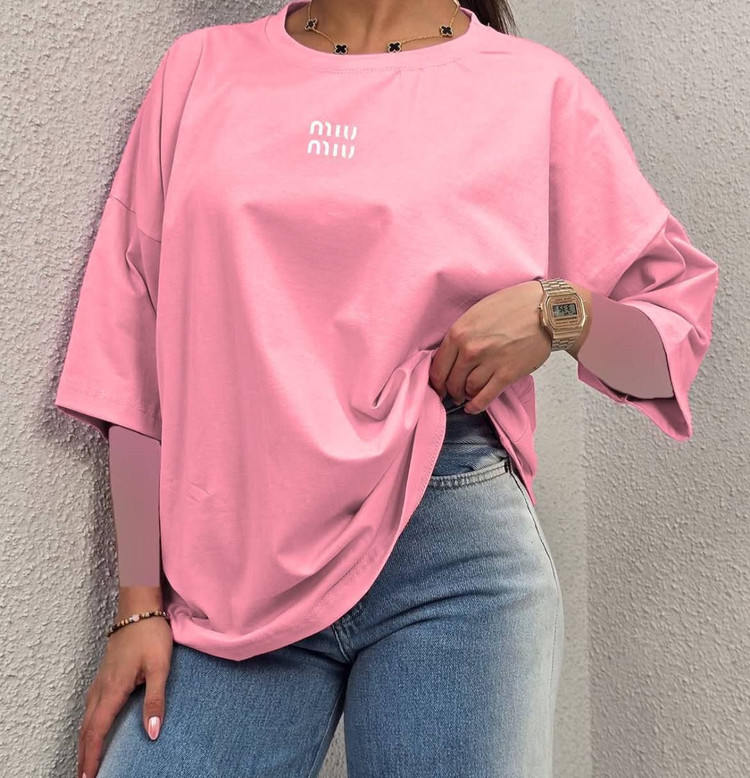 تصویر تیشرت باکسی زنانه طرح miu miu کد 10069 - ماه بوتیک