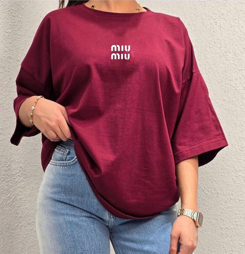 تصویر تیشرت باکسی زنانه طرح miu miu کد 10069 - ماه بوتیک